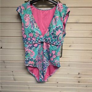 Lilly Pulitzer Pink and Green Floral One Piece